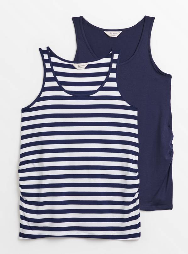 MATERNITY Navy & Stripe Vest Top 2 Pack 12